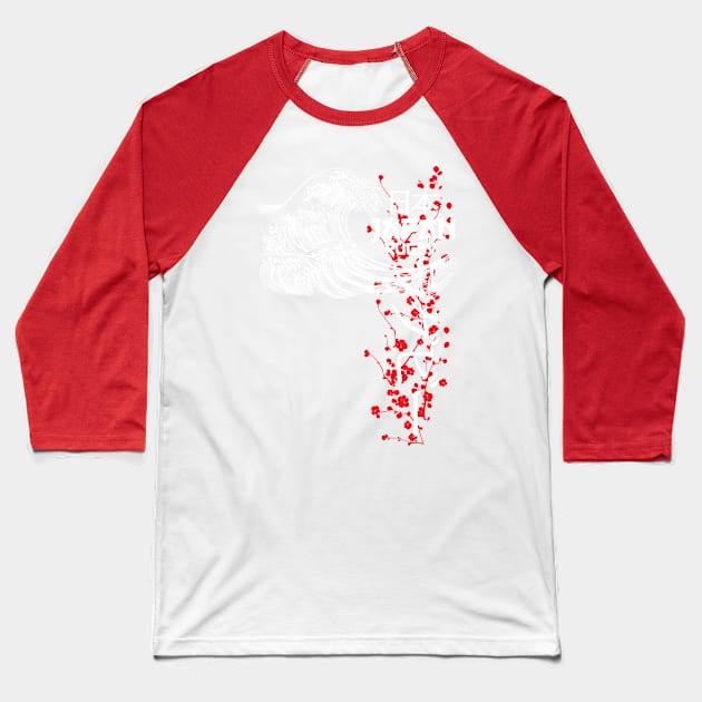 Japan Rugby Japanese Wave Cherry Blossom Baseball T-Shirt by CGD